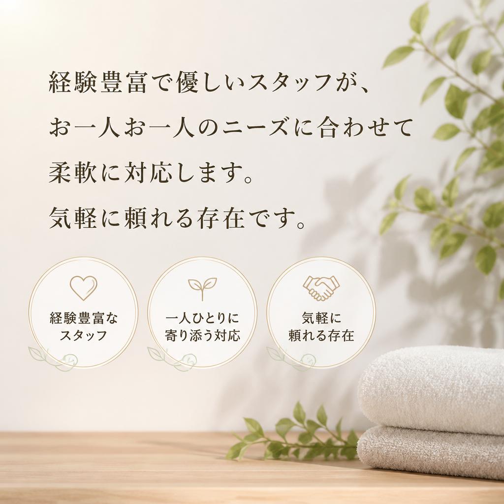 シニアに寄り添うフレンドリーなスタッフ