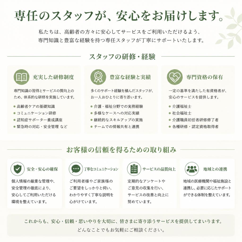 シニアに寄り添う専門スタッフ